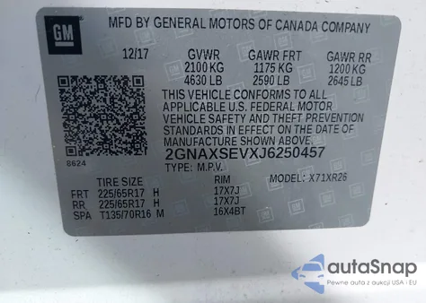 2018 Chevrolet Equinox Lt from USA, damaged, VIN 2GNAXSEVXJ6250457